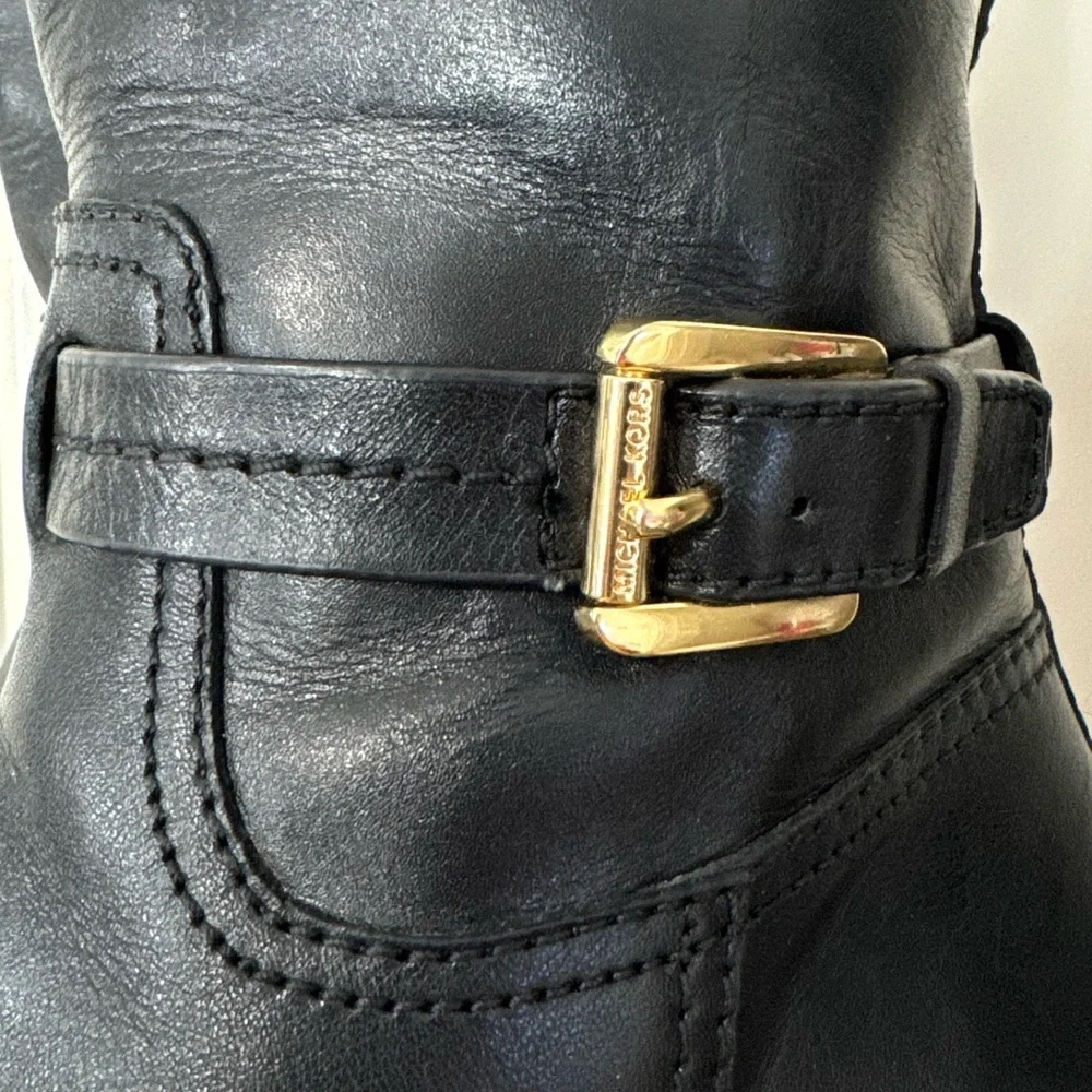 MICHAEL KORS 🌟 STOCKARD Knee-High Riding Boots (Women’s Size 7) Blk/Brown/Gold